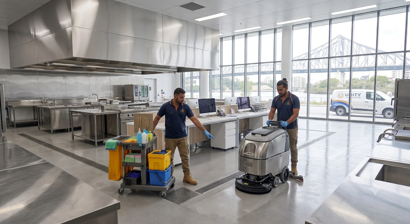 Commercial floor scrubbing