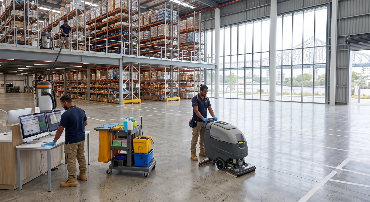 Warehouse floor cleaning